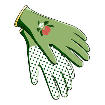 green gardening gloves with polka dots clip art preview