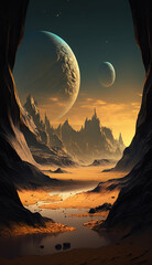 Alien Planet landscape. Generative Ai