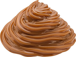 Boiled condensed milk swirl, melted caramel cream isolated