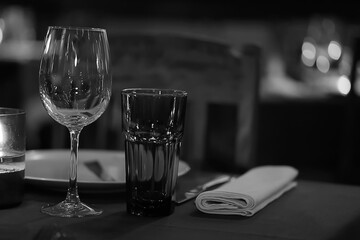 black and white glasses in the restaurant wine poster photo