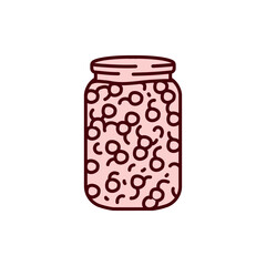 Pickled berries in a jar color line icon.