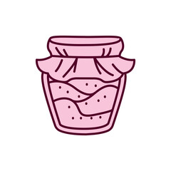 Pickled fruit jam in a jar color line icon.
