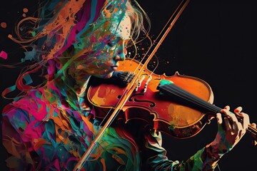 Abstract Musician Bringing Notes To Life, Violin, Generative Ai
