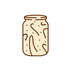 Pickled lecho sauce in a jar color line icon.