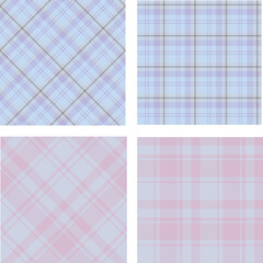 Set with checkered background in discreet blue colors for plaid, fabric, textile, clothes, tablecloth and other things. Vector image.