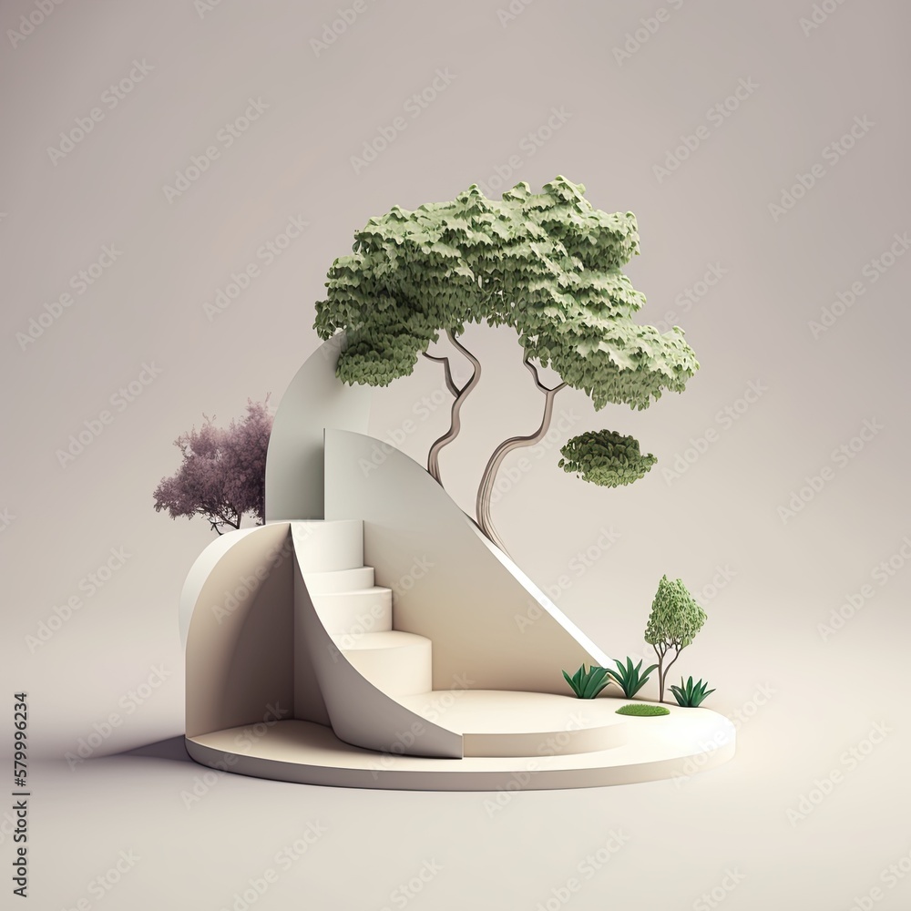 Poster geometric platform stage with abstract design generative ai