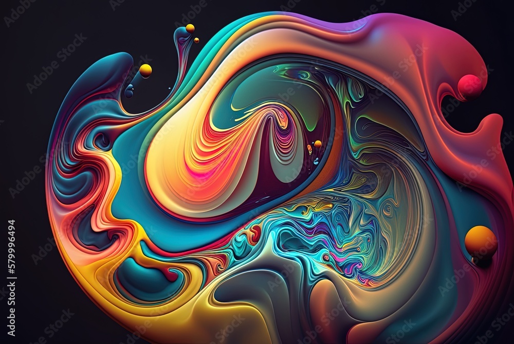 Poster fluid iridescent patterns provide an abstract backdrop. generative ai