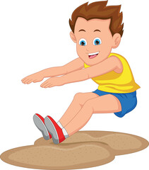 cartoon boy long jump