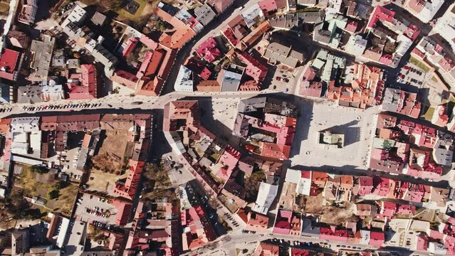 Tarnow Rural Poland Steady Curch Town Centre Timelapse Reinasscance Drone Aerial Historical Town Planning Architecture Still Life Spring Drone Aerial Historical
