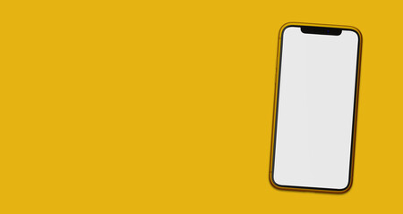Modern Smartphone weißes Display Gelb Hintergrund Banner Vorlage