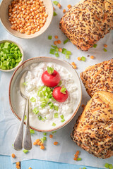 Tasty and spring corn bun for spring and fresh breakfast.