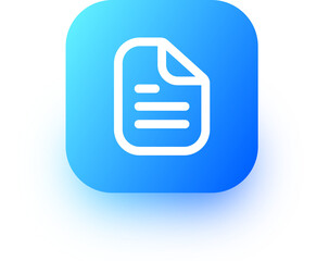 Document icon in square gradient colors. Folded written paper signs illustration.