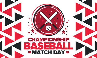 Baseball Match Day. Regular season games in March. Baseball league, team competition and championship. Baseball bat and ball. Sport party in United States. Professional tournament. Sport vector poster