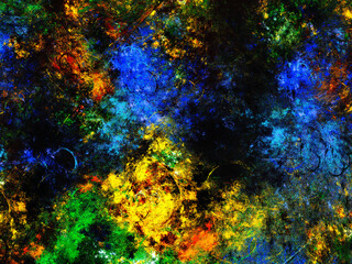 blue and yellow abstract fractal background 3d rendering illustration