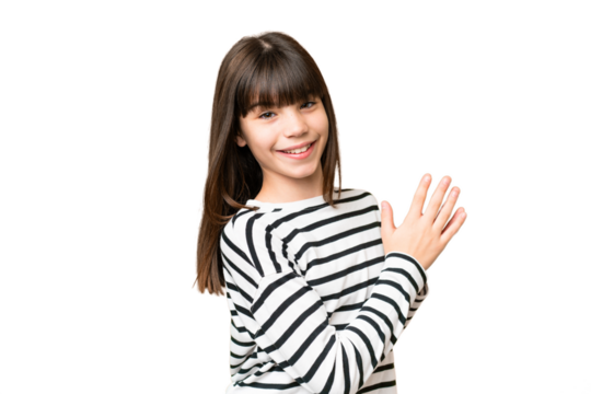 Little caucasian girl over isolated background scheming something