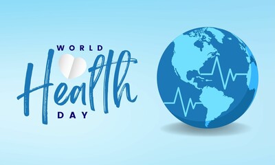 World Health day creative design with heart and earth globe icon