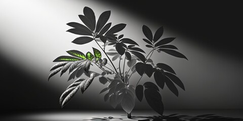 Fototapeta na wymiar A unique light background with shadow of plant for showcasing products or goods presentation, Generative AI