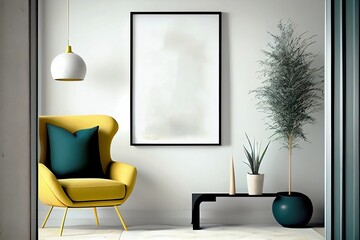 Artistic Mockup of Empty Frame on Wall with classic room background
