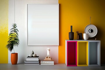 Artistic Mockup of Empty Frame on Wall with classic room background