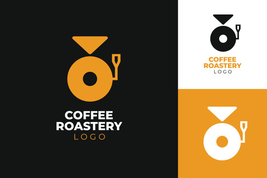 Logo Combination Monogram of Coffee Roastery Machine with Letter O for coffeeshop company and roasting coffee corporate business