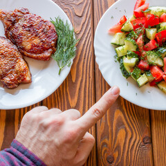 vegetarian chooses salad instead of fried meat
