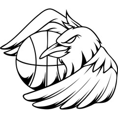 raven animal character mascot sport team badge