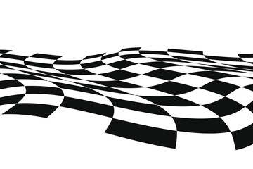 Black and white checkered wavy surface. - 580006219