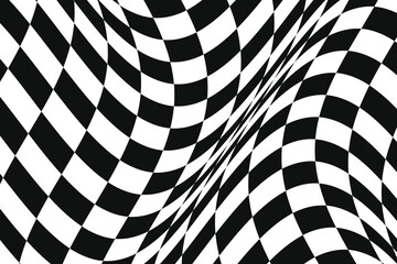 Black and white checkered wavy surface. - 580006258