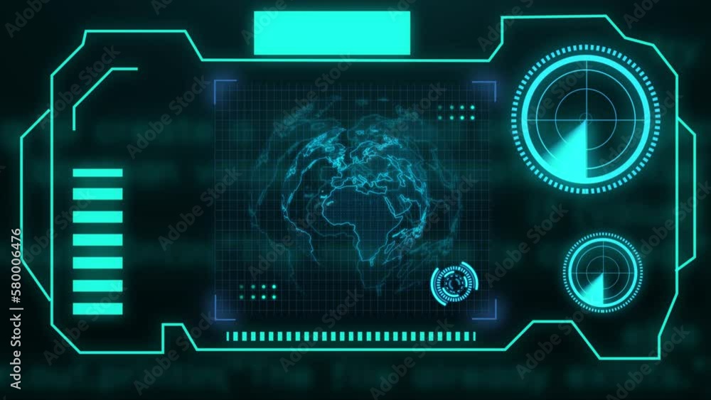 Poster futuristic hud interface screen with earth hud and data hud display animation 4k footage.