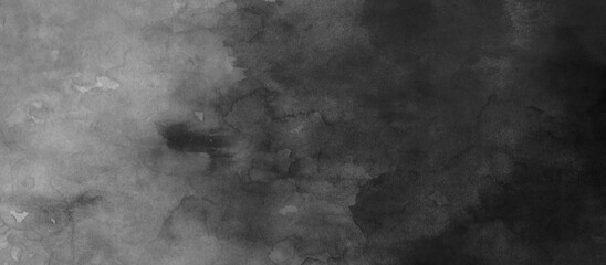 黒色と灰色の抽象的な水彩背景イラスト　モノクロの水彩背景