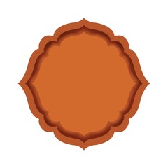 Label on a white background, brown with a double outline in oriental style, digital freehand drawing.