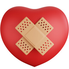 3D Icon Illustration Heart In Plaster