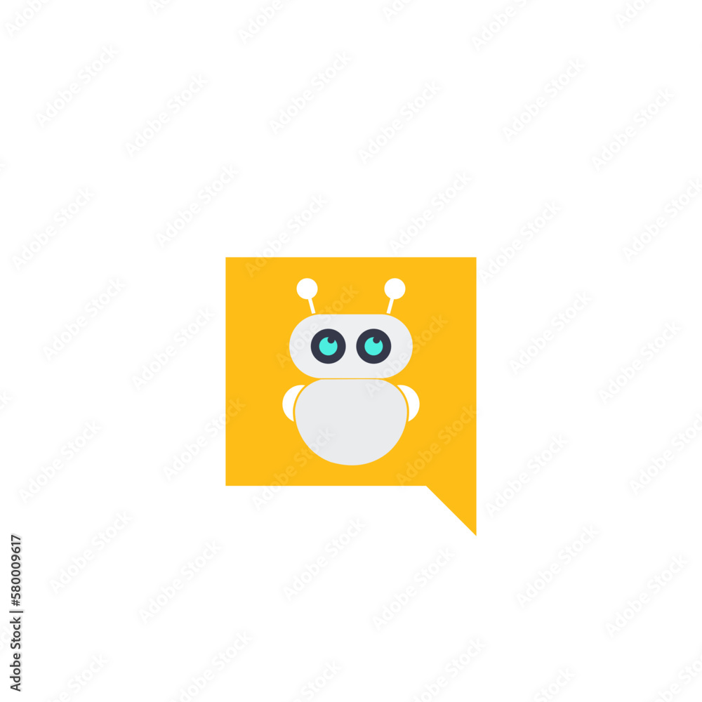 Poster chat bot ai icon. robot virtual assistance for chat logo isolated on white background