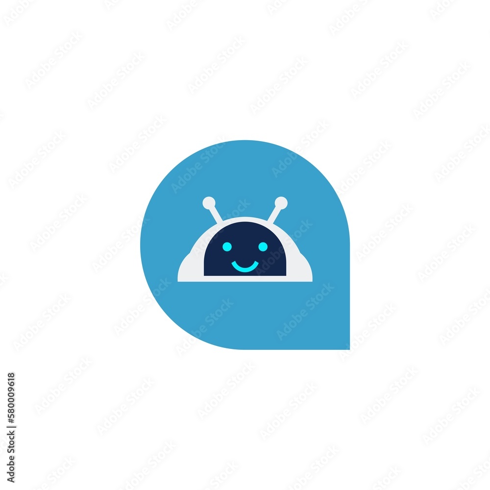 Poster chat bot ai icon. robot virtual assistance for chat logo isolated on white background