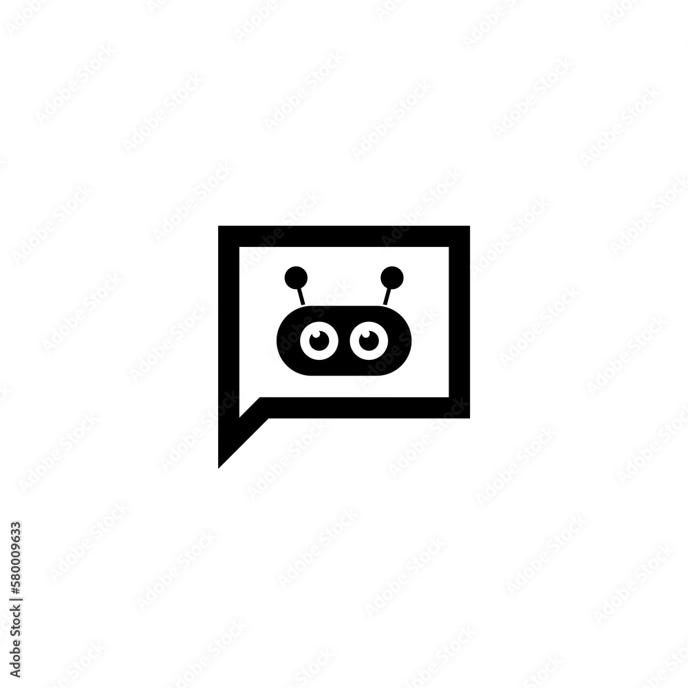 Poster chat bot ai icon. robot virtual assistance for chat logo isolated on white background