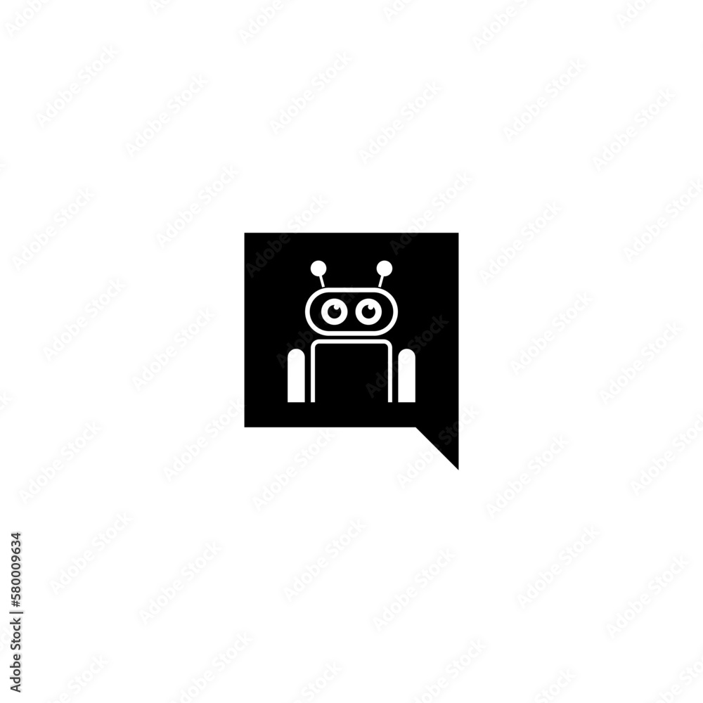 Poster chat bot ai icon. robot virtual assistance for chat logo isolated on white background