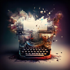 The creative typewriter - Generative AI - obrazy, fototapety, plakaty