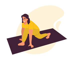 A woman is doing yoga. Vector illustration