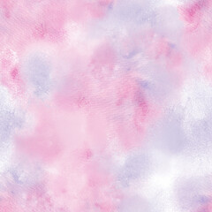 Abstract watercolor spots of pink and lilac colors, seamless pattern.
