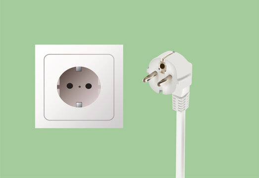 Wall socket and electric plug, vector