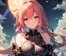 Fototapeta premium beautiful anime girl, young princess of the kingdom of eternal nights. generative AI