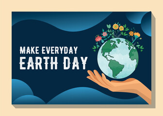 Make everyday earth day banner template design vector