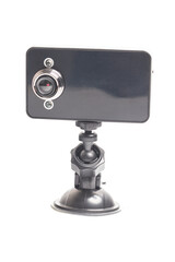 Car camera video recorder isolated on white background.