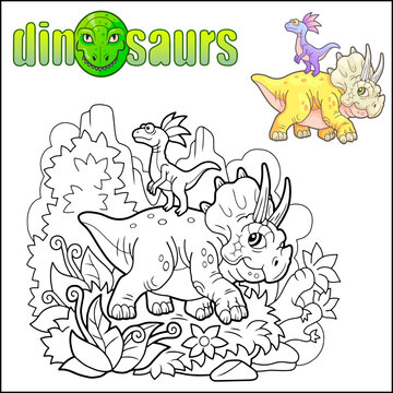 cute prehistoric dinosaurs coloring page