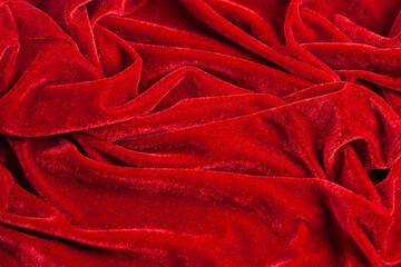 Red velvet background close up.