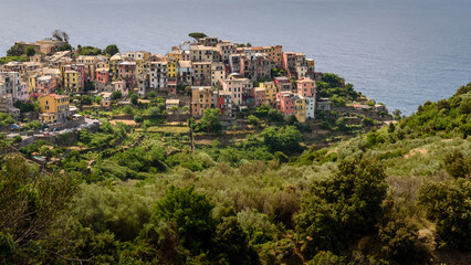 Fototapeta na wymiar Corniglia traditional typical Italian village in National park Cinque Terre