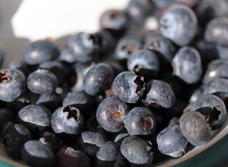 Macro image of a bowl of Blueberries, Derbyshire England
