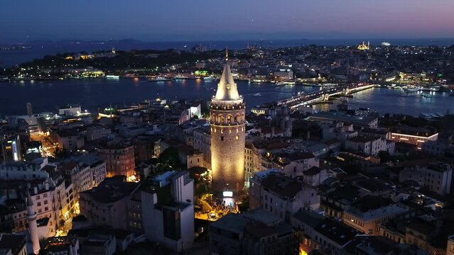 Stabil view of The Galata Tower and The Golden Horn