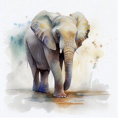 Fototapeta na wymiar Elephant watercolor style, AI generative