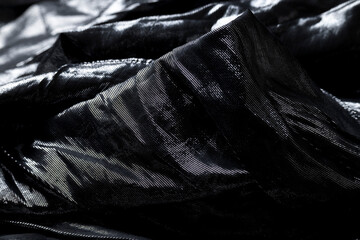 Futuristic fabric, metal and silver reflections, wavy abstract piece of cloth
